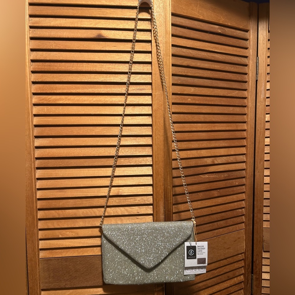 LS Elegant Glitter Envelope Crossbody Clutch